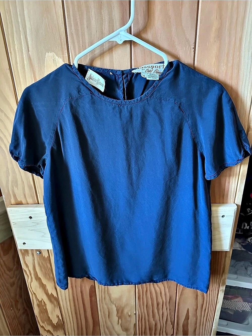 Vintage Dressport by Bill Blass Blue Silk Blouse